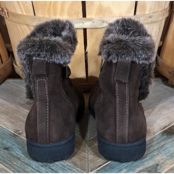 Khombu Lisa Brown Suede Faux Fur Insulated Zip-Up Ankle Booties Womens Size 7 - Picture 6 of 12